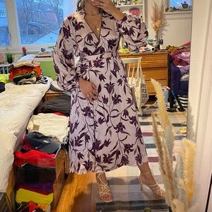 Floral Print Silk Wrap Dress